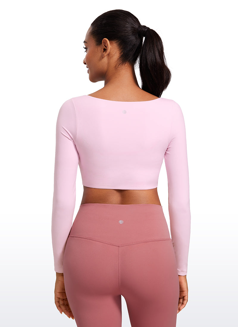 Butterluxe Double Lined Cropped Long Sleeves V Neck