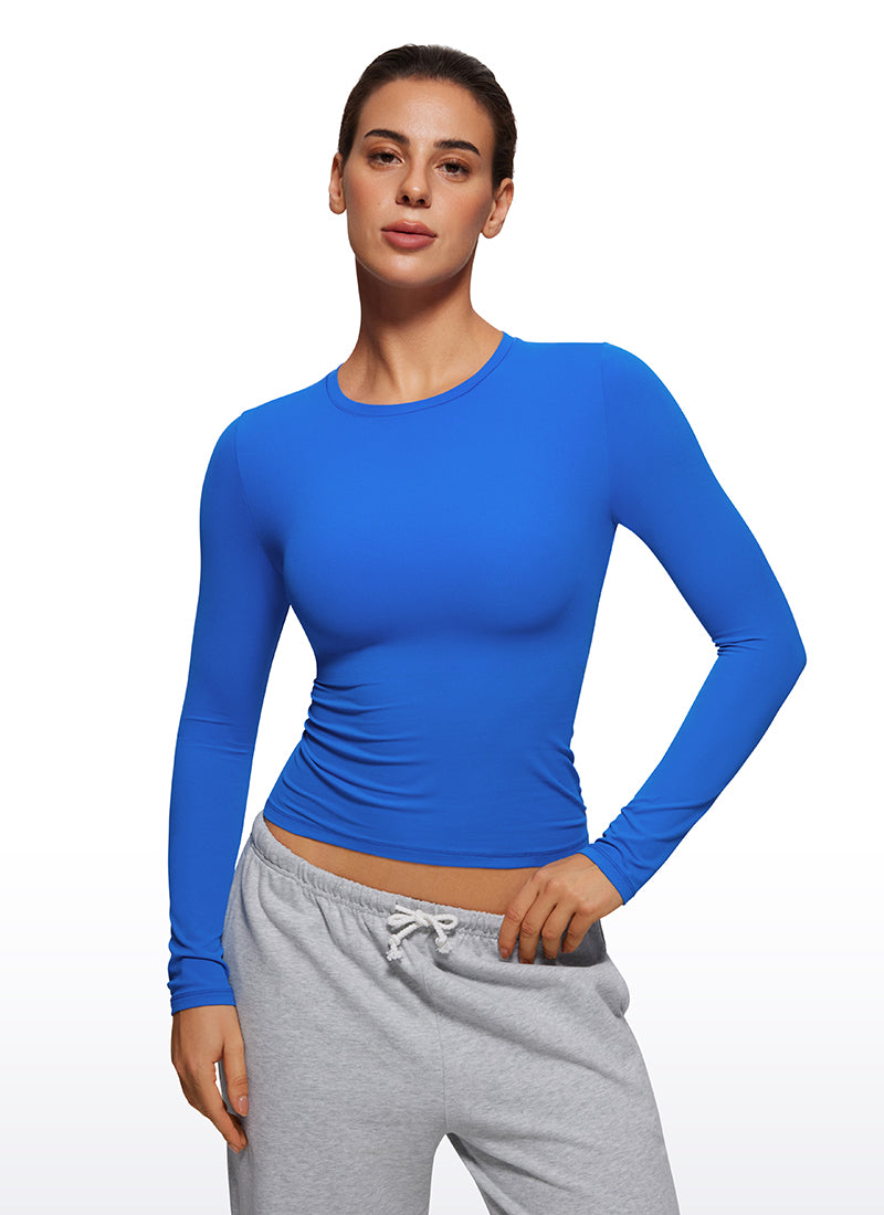 Crew Neck Tight Fitted Long Sleeve Shirts