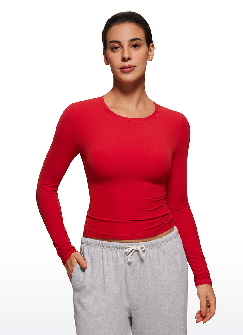 Crew Neck Tight Fitted Long Sleeve Shirts