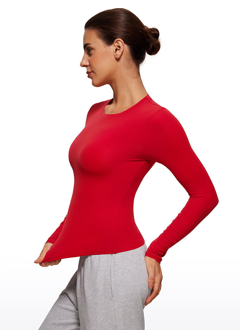 Crew Neck Tight Fitted Long Sleeve Shirts