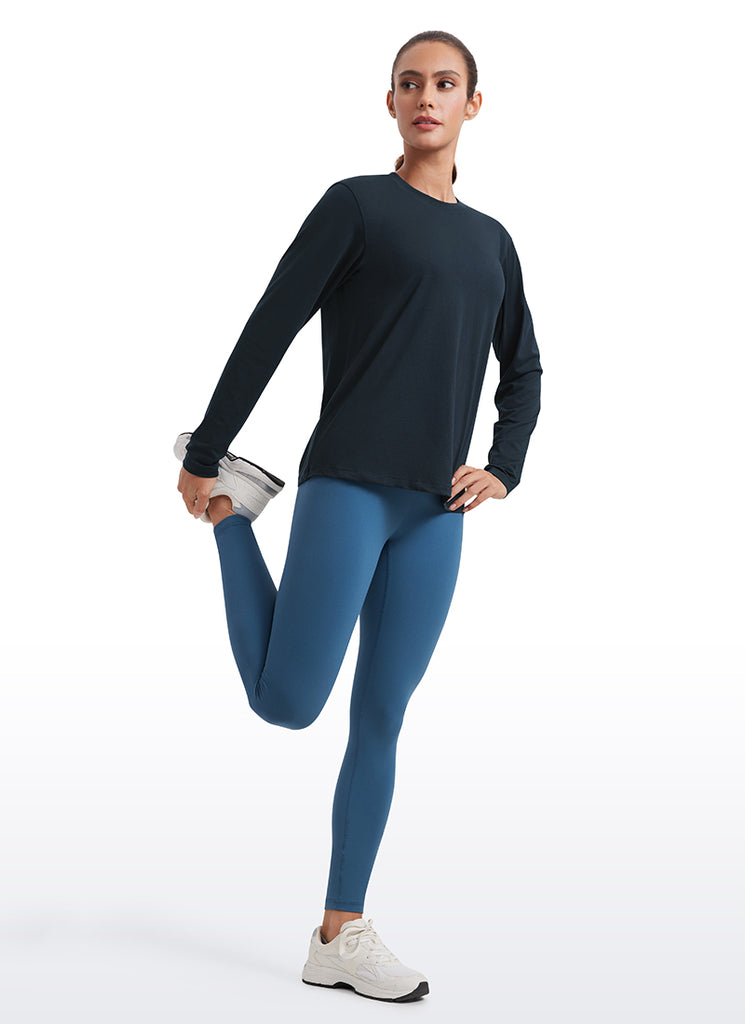 CRZ YOGA Women Workout Loose Fit Cassual Long Sleeves Quick Dry Milky White