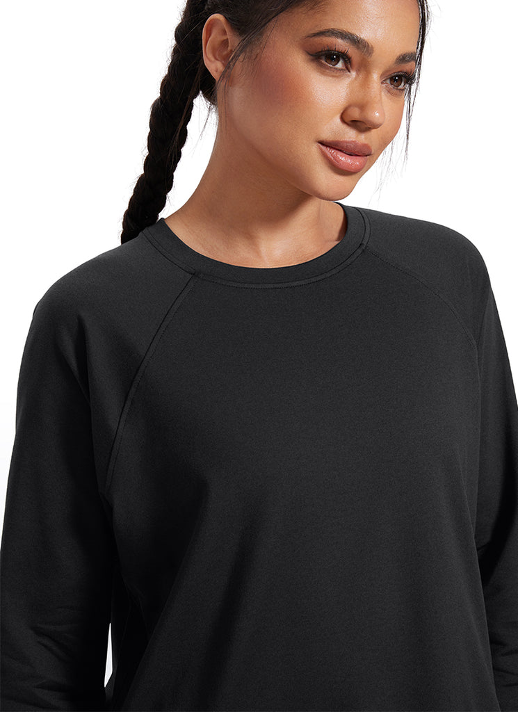 CRZ YOGA Women Casual Lightweight Relaxed Fit Long Sleeves Crew Neck Black