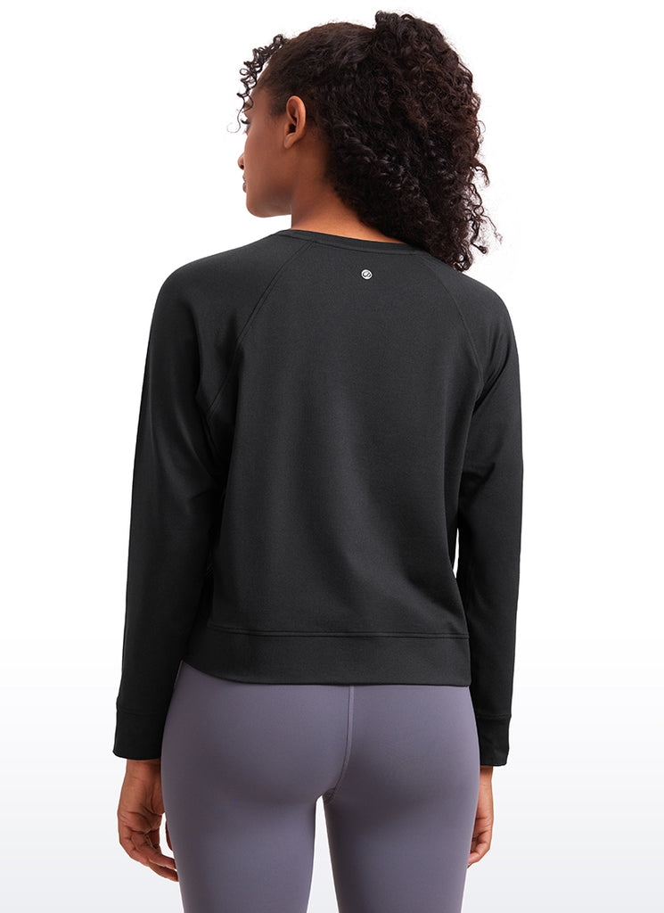 CRZ YOGA Women Casual Lightweight Relaxed Fit Long Sleeves Crew Neck Black