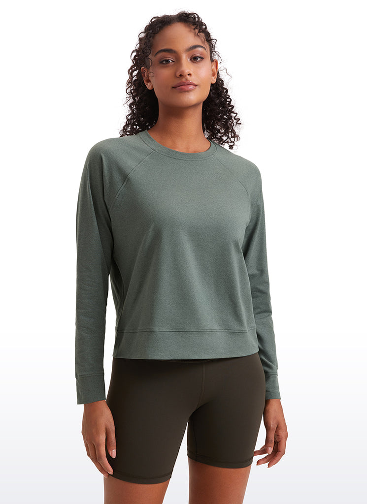 CRZ YOGA Women Casual Lightweight Relaxed Fit Long Sleeves Crew Neck Mojave Tan