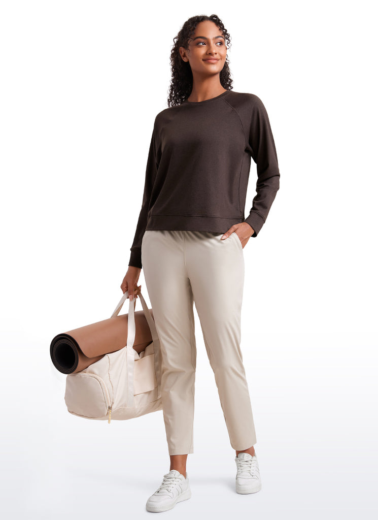 CRZ YOGA Women Casual Lightweight Relaxed Fit Long Sleeves Crew Neck Navy