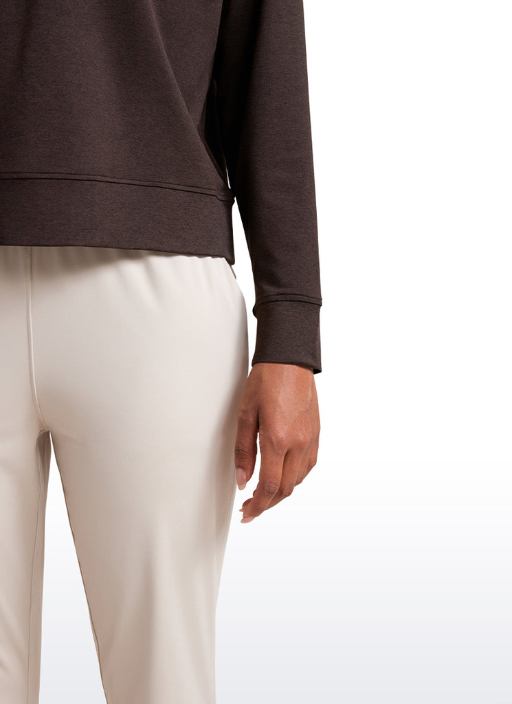 CRZ YOGA Women Casual Lightweight Relaxed Fit Long Sleeves Crew Neck Navy