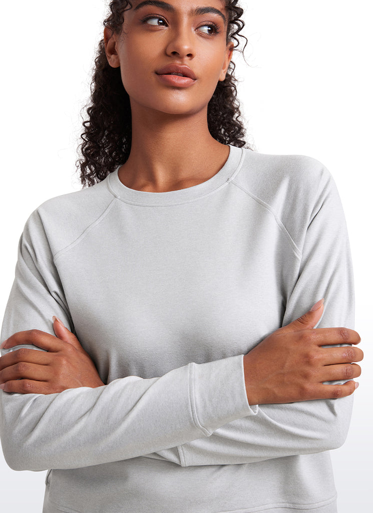 CRZ YOGA Women Casual Lightweight Relaxed Fit Long Sleeves Crew Neck Hot Fudge Brown