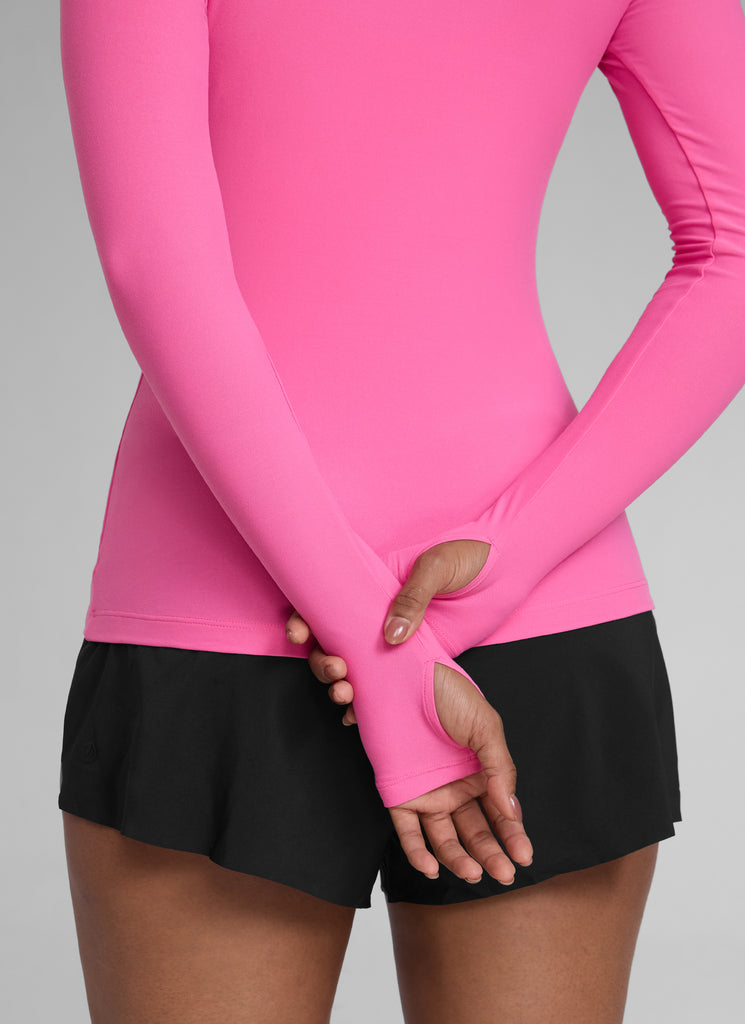 CRZYOGA Women's Cloudweight Workout Crewneck Long Sleeve Thumb Hole Mysterious Grey