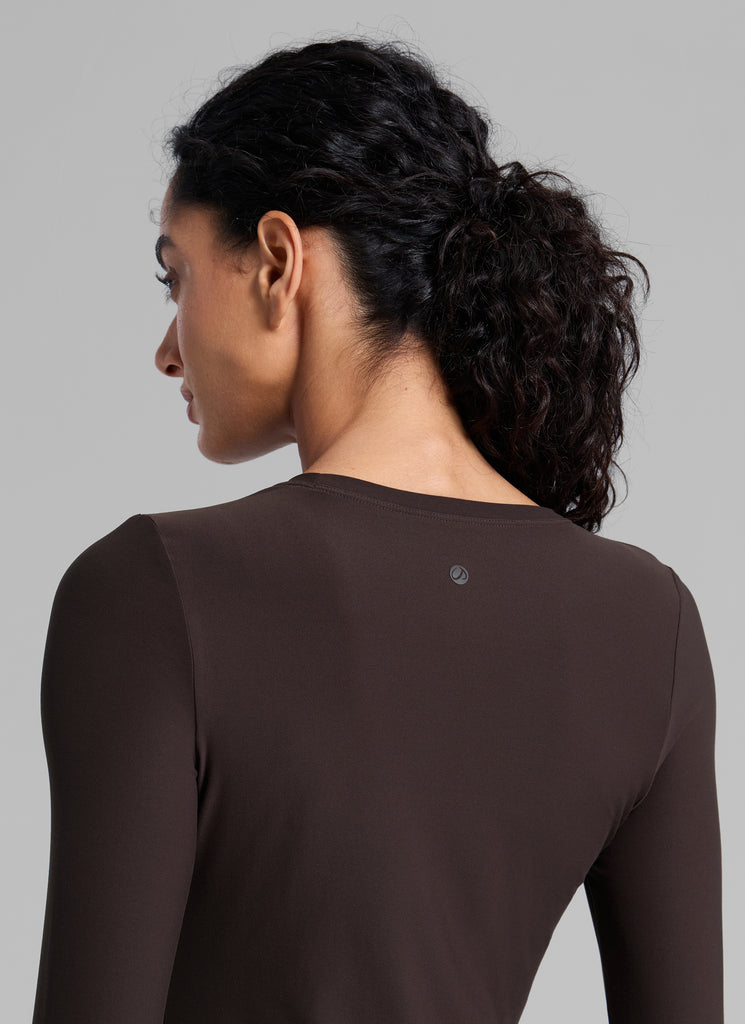 CRZYOGA Women's Cloudweight Workout Crewneck Long Sleeve Thumb Hole True Navy