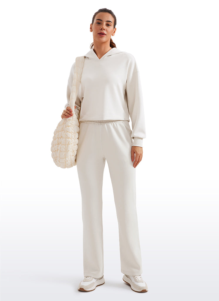 CRZ YOGA Women SoftAura Cropped Pullover Hoodis Long Sleeve Black