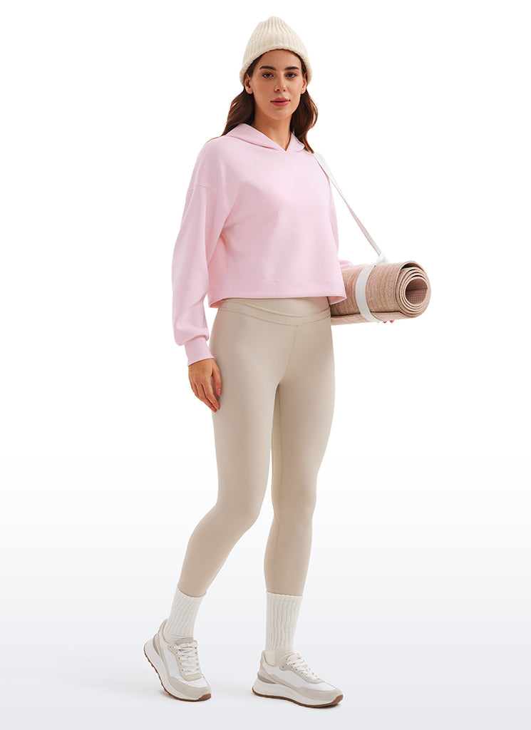 CRZ YOGA Women SoftAura Cropped Pullover Hoodis Long Sleeve Strawberry Pink