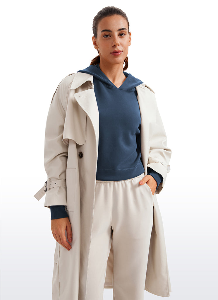 CRZ YOGA Women SoftAura Cropped Pullover Hoodis Long Sleeve Strawberry Pink