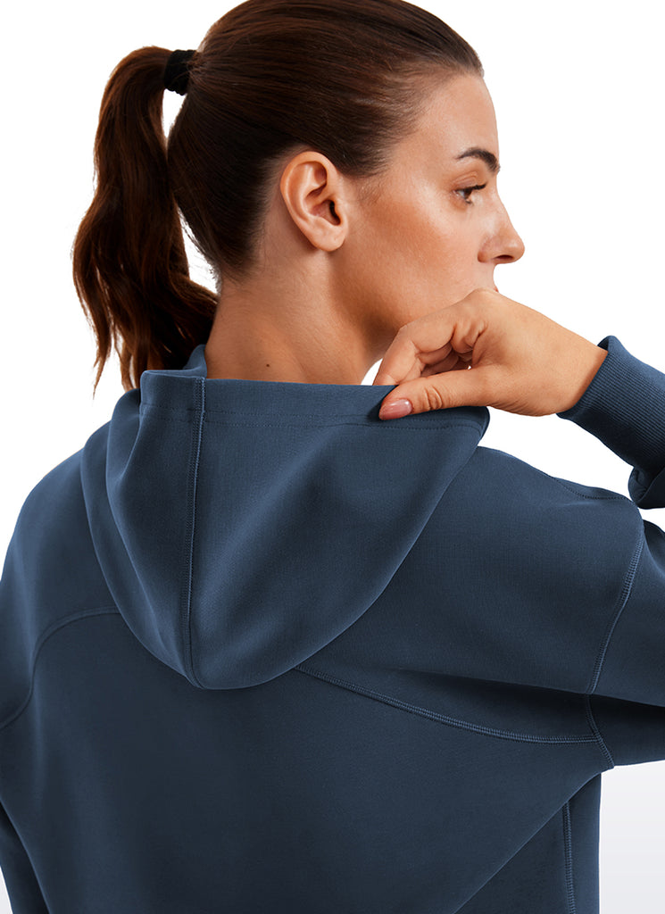 CRZ YOGA Women SoftAura Cropped Pullover Hoodis Long Sleeve Strawberry Pink