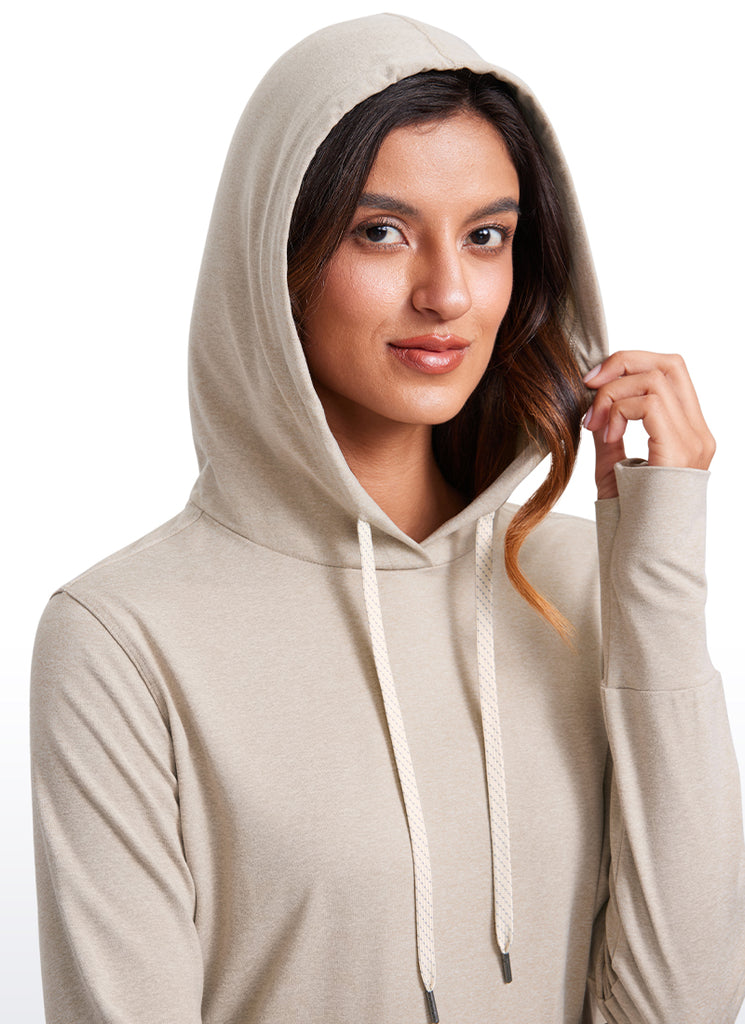 CRZ YOGA Women's Casual Workout Long Sleeve Hooded Sweat Shirts Grey Sage