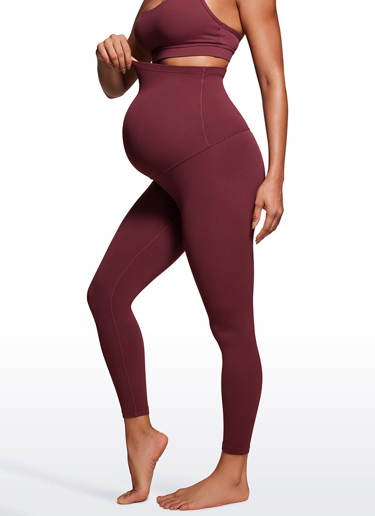 CRZ YOGA Women's Maternity Leggings Super High Rise Butterluxe 25'' Red Merlot