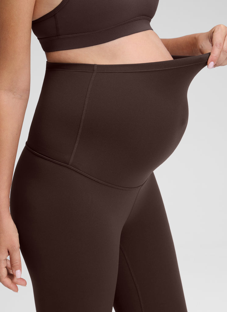 CRZ YOGA Women's Maternity Leggings Super High Rise Butterluxe 25'' Hot Fudge Brown