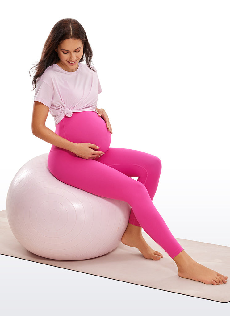 CRZ YOGA Women's Maternity Leggings Super High Rise Butterluxe 25'' Hibiscus Purple