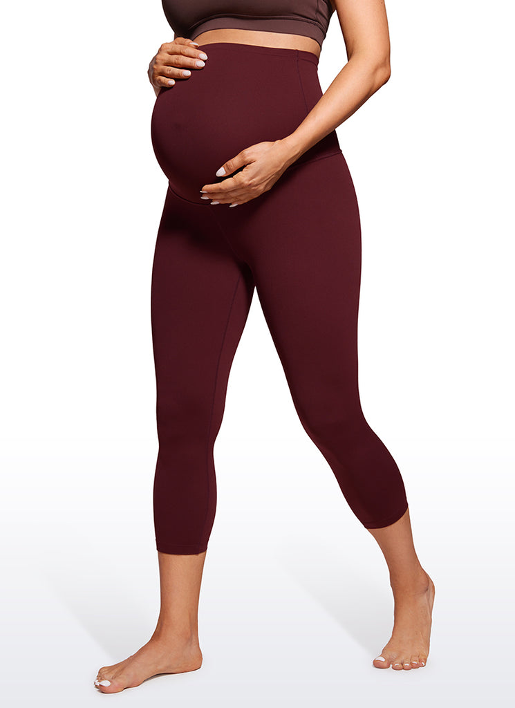 CRZ YOGA Women's Maternity Leggings Super High Rise Butterluxe 21'' Red Merlot