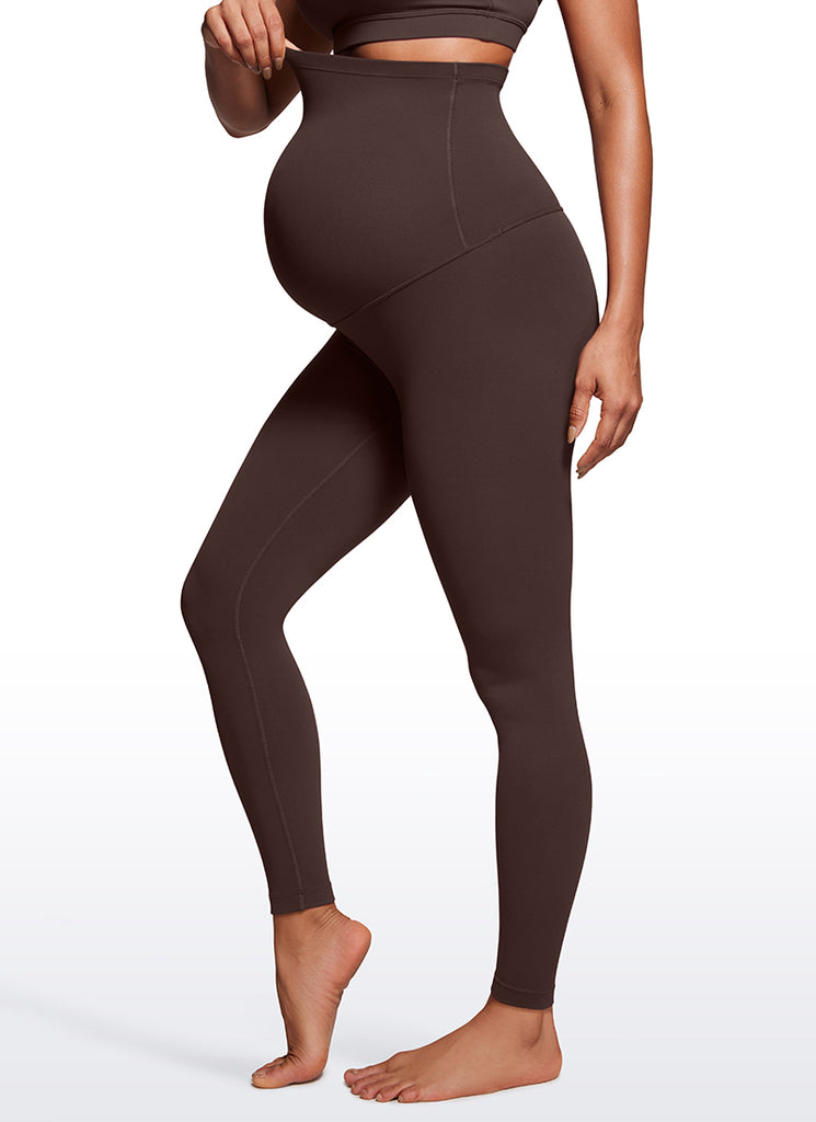 CRZ YOGA Women's Maternity Leggings Super High Rise Butterluxe 30'' Hot Fudge Brown