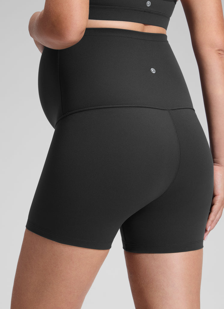 CRZ YOGA Women's Maternity Biker Shorts Super High Rise Butterluxe 4'' Black