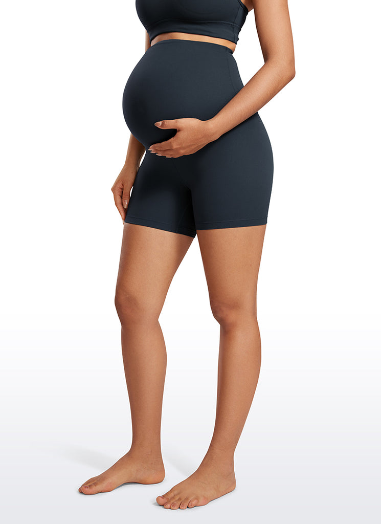 CRZ YOGA Women's Maternity Biker Shorts Super High Rise Butterluxe 4'' Black