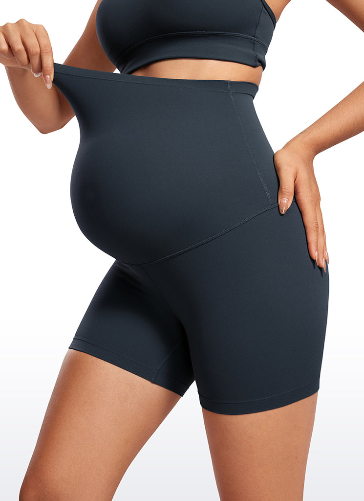 CRZ YOGA Women's Maternity Biker Shorts Super High Rise Butterluxe 4'' True Navy