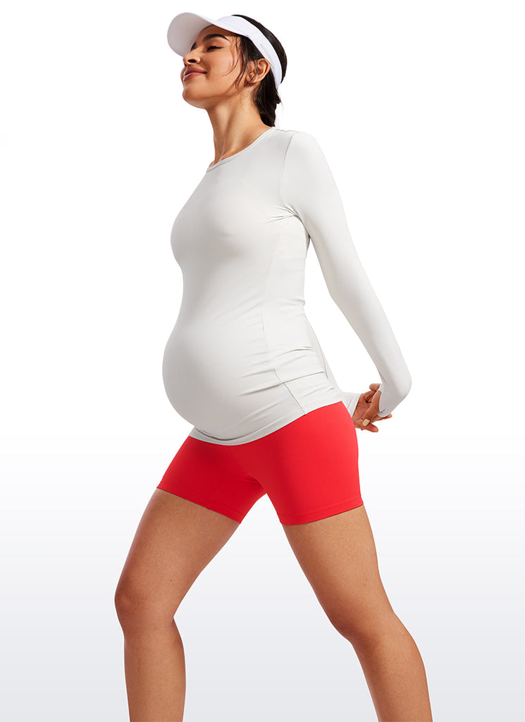 CRZ YOGA Women's Maternity Biker Shorts Super High Rise Butterluxe 4'' Mysterious Grey