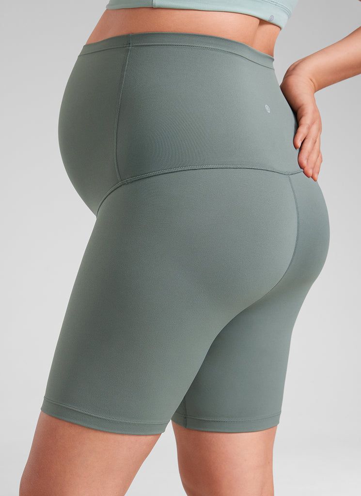 CRZ YOGA Women's Maternity Biker Shorts Super High Rise Butterluxe 6'' Grey Sage