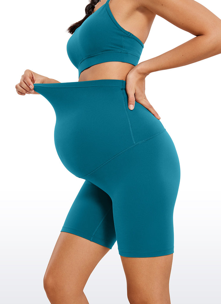 CRZ YOGA Women's Maternity Biker Shorts Super High Rise Butterluxe 6'' Borealis Green