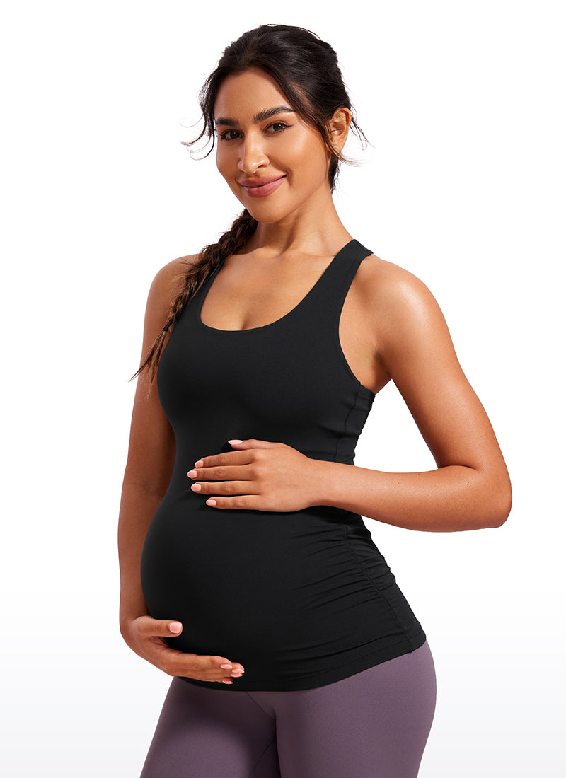 Butterluxe Racerback Maternity Built in Bra Tank Ruched Sides