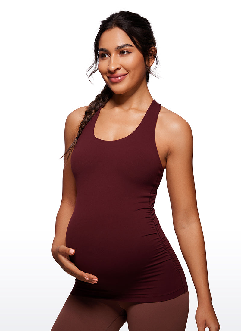 Butterluxe Racerback Maternity Built in Bra Tank Ruched Sides