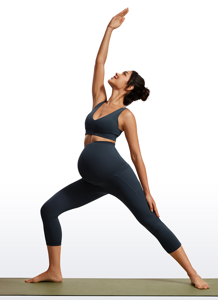 CRZ YOGA Womens Butterluxe Maternity Leggings with Pockets 21" True Navy