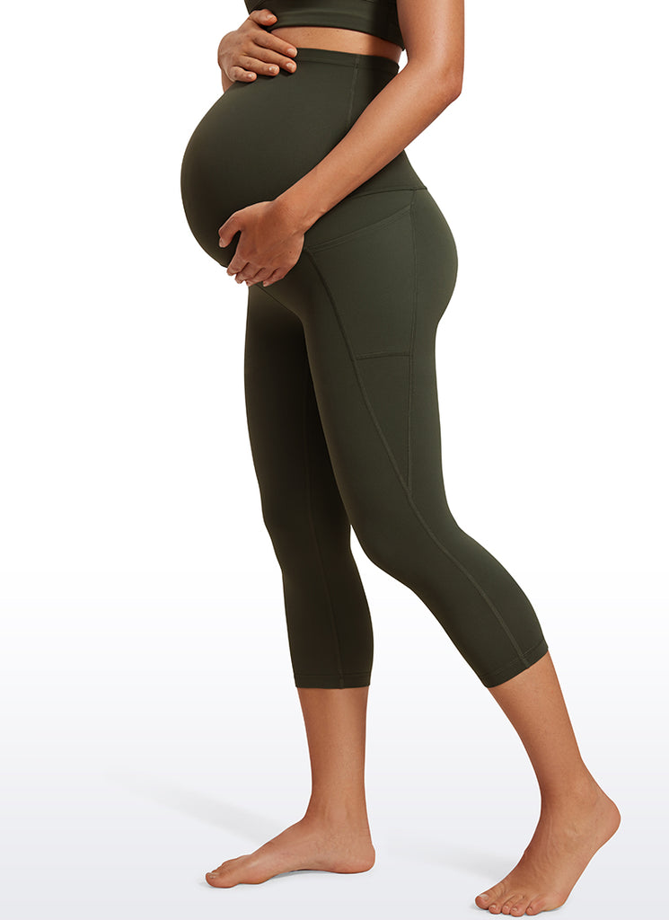 CRZ YOGA Womens Butterluxe Maternity Leggings with Pockets 21" Olive Green