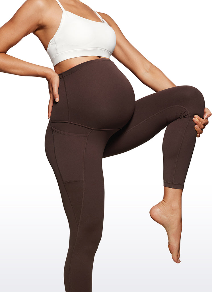 CRZ YOGA Womens Butterluxe Maternity Leggings with Pockets 25" Taupe