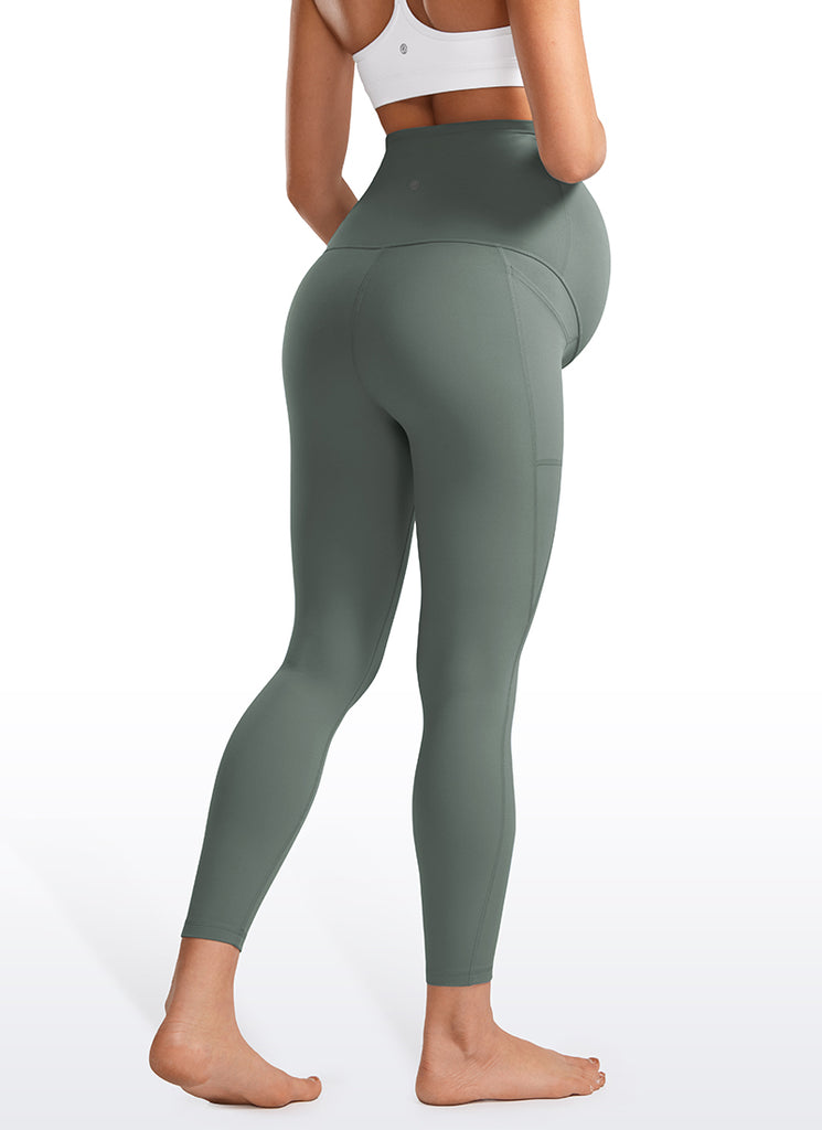CRZ YOGA Womens Butterluxe Maternity Leggings with Pockets 25" Grey Sage