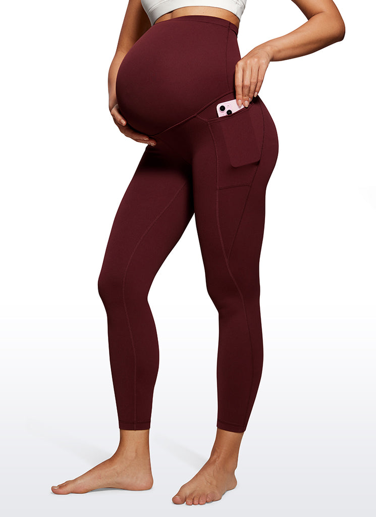 CRZ YOGA Womens Butterluxe Maternity Leggings with Pockets 25" Red Merlot