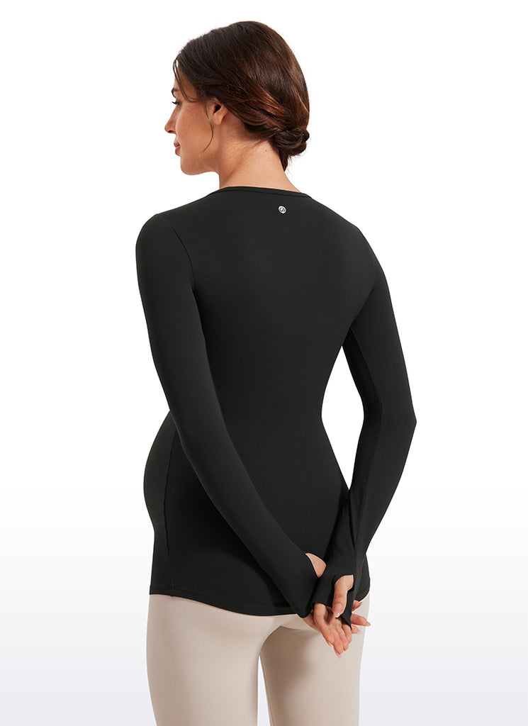 CRZ YOGA Women Butterluxe Long Sleeve Maternity Crewneck Pregnancy Top True Navy