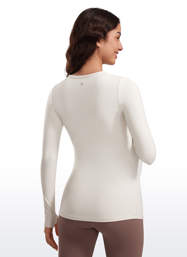 CRZ YOGA Women Butterluxe Long Sleeve Maternity Crewneck Pregnancy Top White