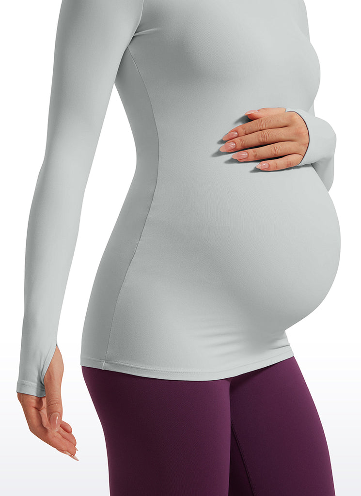 CRZ YOGA Women Butterluxe Long Sleeve Maternity Crewneck Pregnancy Top Sterling
