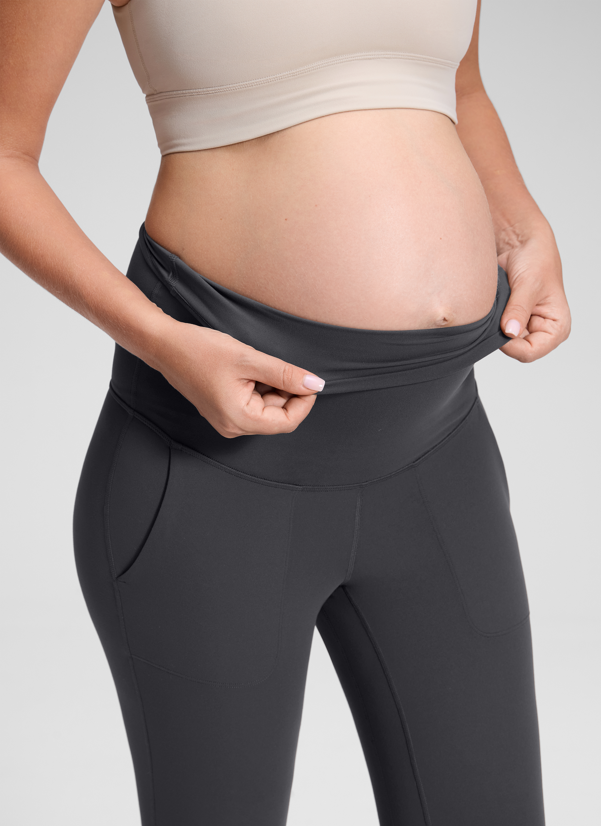 CRZ YOGA Women's Maternity Joggers Pockets Butterluxe 27'' Grey Sage