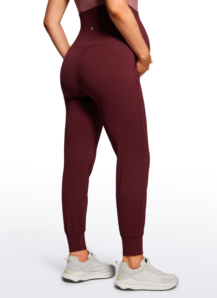 CRZ YOGA Women's Maternity Joggers Pockets Butterluxe 27'' Red Merlot