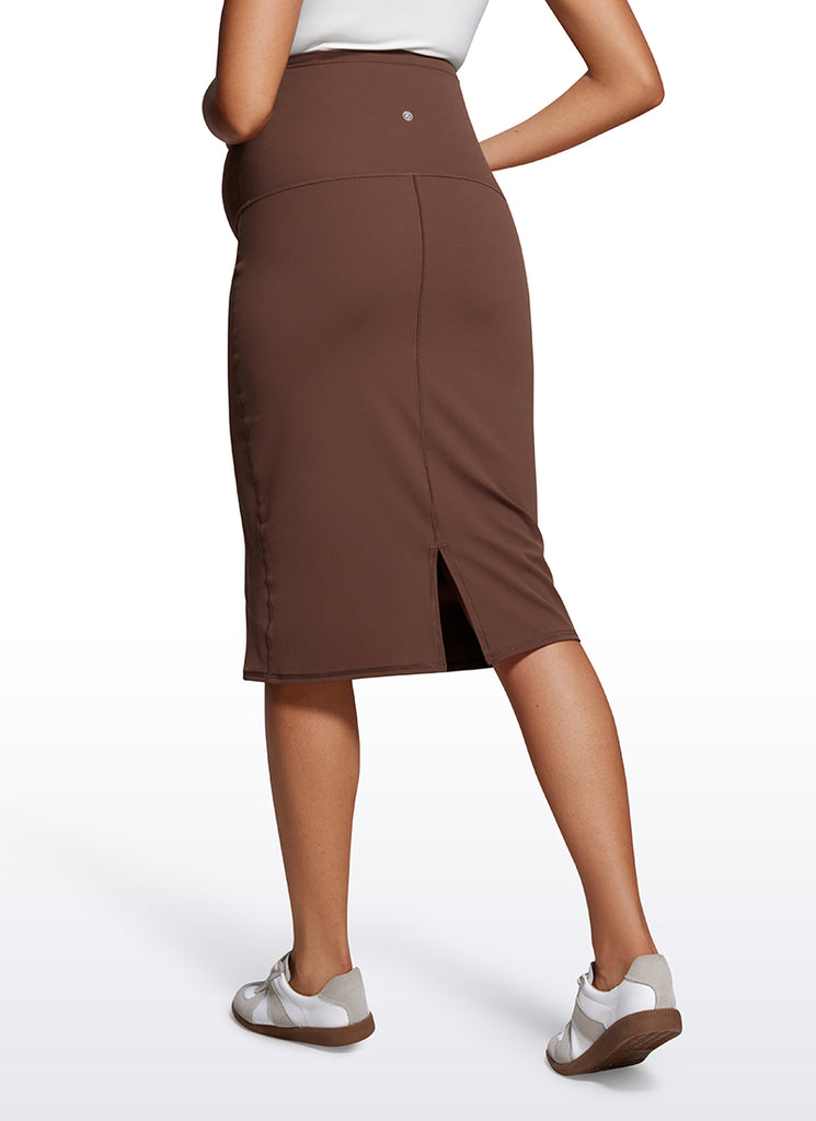 CRZ YOGA Women's Butterluxe Casual  Maternity Midi Skirts Coffee Brown