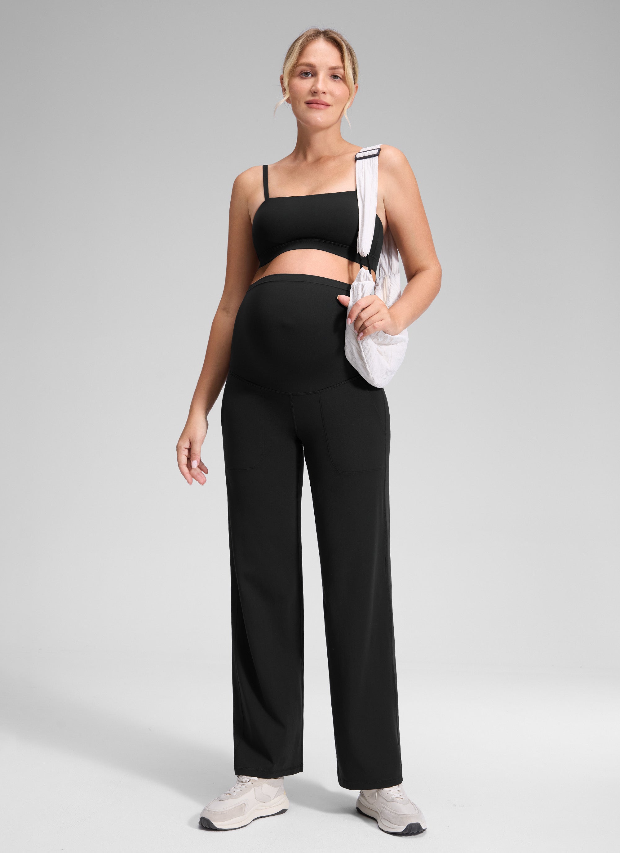 CRZ YOGA Women Butterluxe Maternity Wide Leg Pants with Pockets 31.5