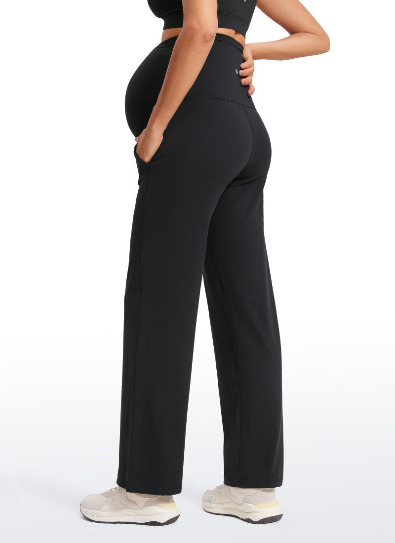 Butterluxe Maternity Wide Leg Pants Flare Leggings with Pockets 31.5