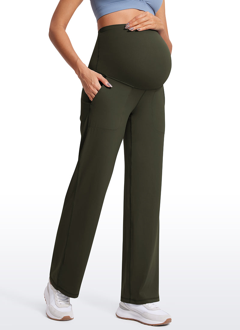 Butterluxe Maternity Wide Leg Pants Flare Leggings with Pockets 31.5