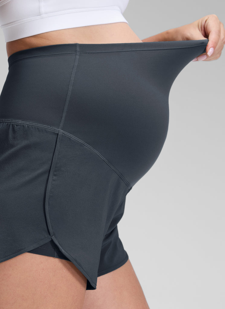 CRZ YOGA Women's Feathery-Fit Soft Maternity High Waisted Shortrs Grey Sage