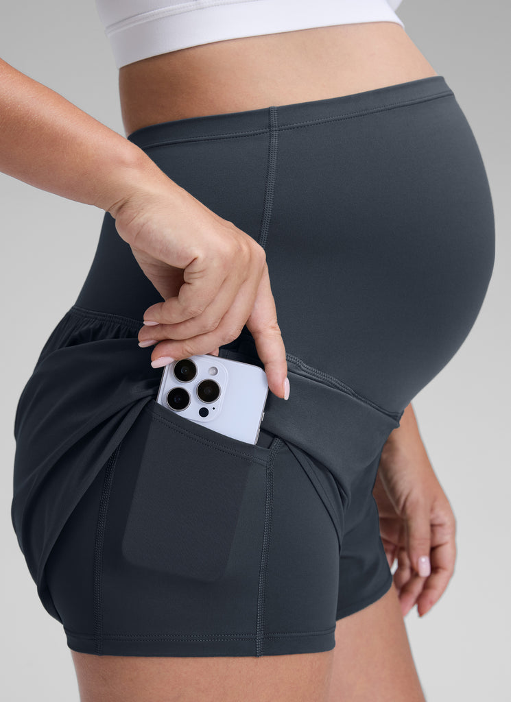 CRZ YOGA Women's Feathery-Fit Soft Maternity High Waisted Shortrs Grey Sage