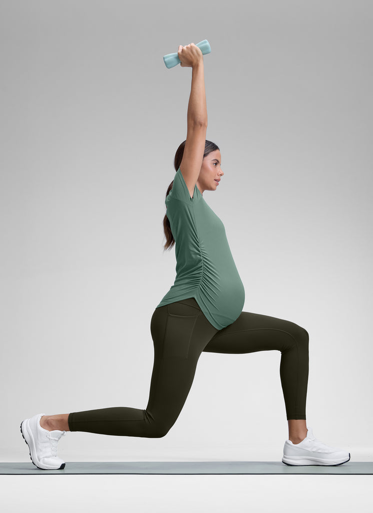 CRZ YOGA Women's Yoga High Rise Butterluxe Maternity Legging 25" Olive Green