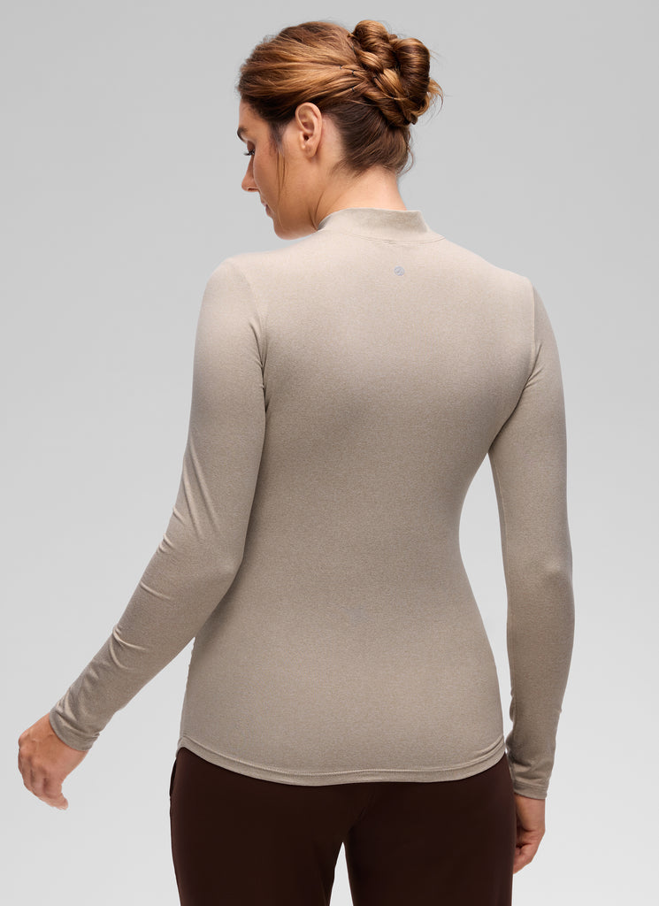 CRZ YOGA Women's Cloud Jersey Maternity Casual Mock Neck Ruched Shirt Milky White