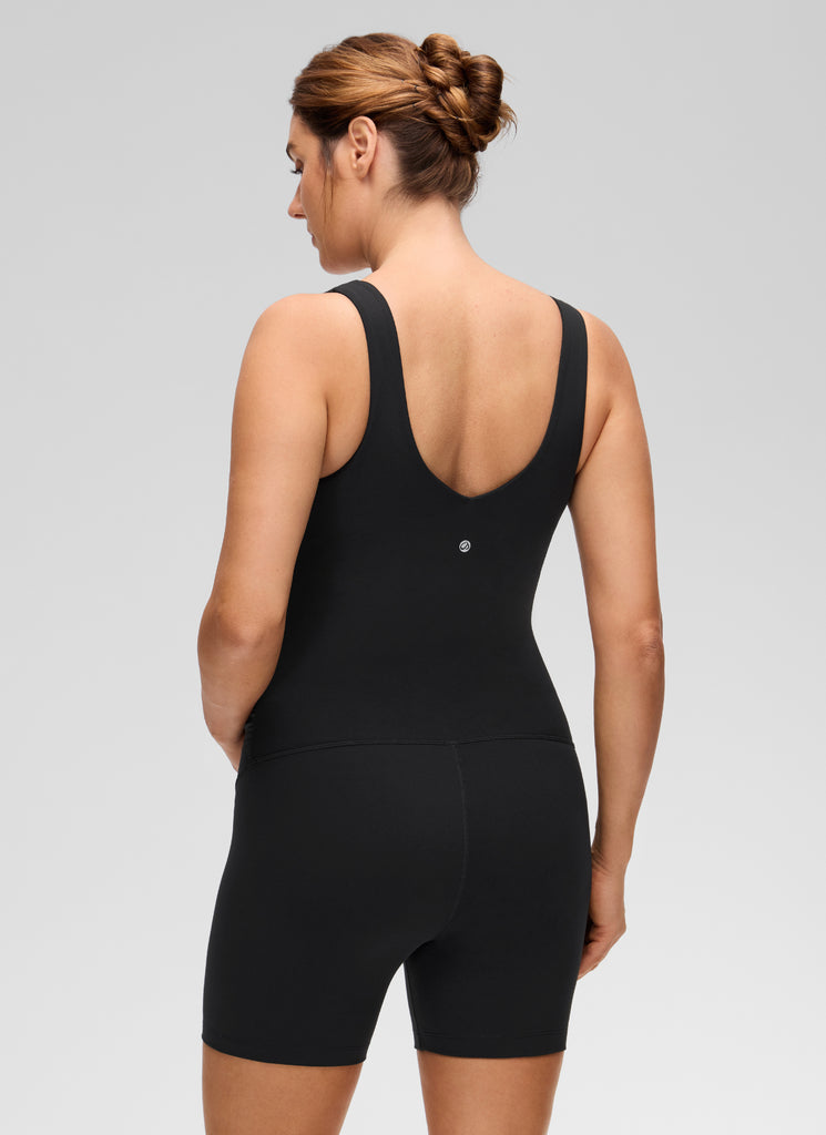 CRZ YOGA Women's Butterluxe Maternity V Neck Slim Fit Rompers 5'' Hot Fudge Brown